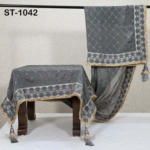 Grey Dupatta Embroidered Chiffon Long Dupatta Chuni Bridal Indian Wedding Veil Lehenga Stole Punjabi Chunni Head Scarf Christmas Gift