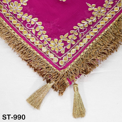 Magenta Gota Patti Dupatta Pure Chiffon with Tassels Hand Embroidered Indian Wedding Scarf Designer Bridal Ethnic Wrap Stole Gift for Mother