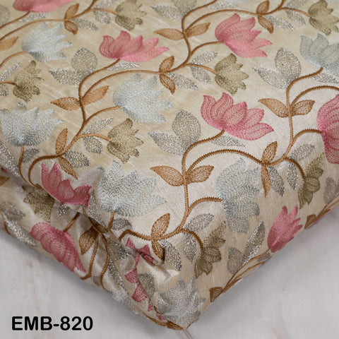 Beige Embroidered Fabric by the yard Sewing Craft Embroidery Wedding Dresses Dolls Bags Theatrical Costumes Curtains Blouses Waistcoats