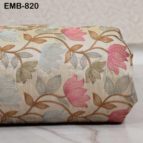 Beige Embroidered Fabric by the yard Sewing Craft Embroidery Wedding Dresses Dolls Bags Theatrical Costumes Curtains Blouses Waistcoats