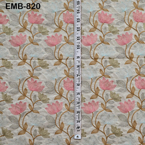 Beige Embroidered Fabric by the yard Sewing Craft Embroidery Wedding Dresses Dolls Bags Theatrical Costumes Curtains Blouses Waistcoats