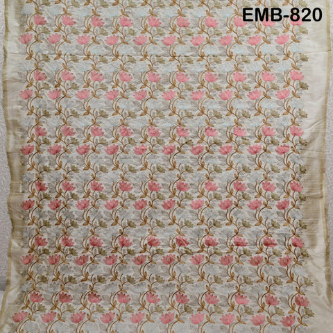 Beige Embroidered Fabric by the yard Sewing Craft Embroidery Wedding Dresses Dolls Bags Theatrical Costumes Curtains Blouses Waistcoats