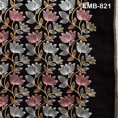 Black Embroidered Fabric by the yard Sewing Craft Embroidery Wedding Dresses Dolls Bags Theatrical Costumes Curtains Blouses Waistcoats