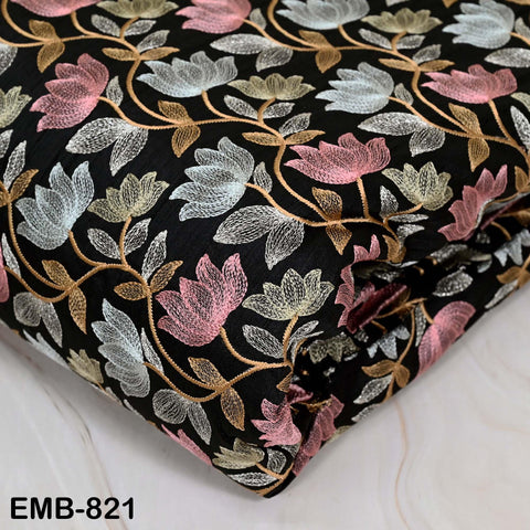 Black Embroidered Fabric by the yard Sewing Craft Embroidery Wedding Dresses Dolls Bags Theatrical Costumes Curtains Blouses Waistcoats