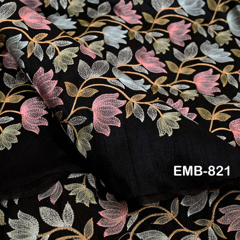 Black Embroidered Fabric by the yard Sewing Craft Embroidery Wedding Dresses Dolls Bags Theatrical Costumes Curtains Blouses Waistcoats