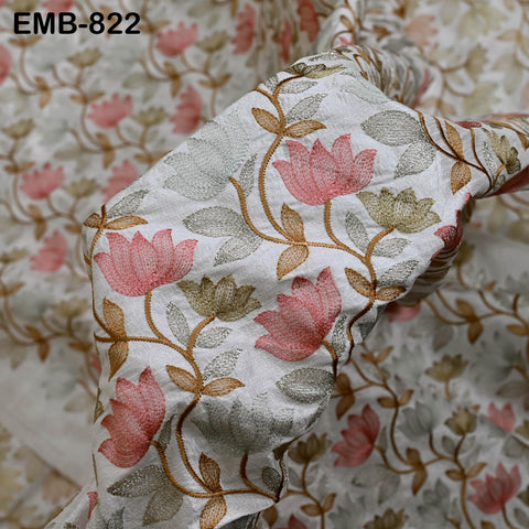 Ivory Embroidered Fabric by the yard Sewing Craft Embroidery Wedding Dresses Dolls Bags Theatrical Costumes Curtains Blouses Waistcoats