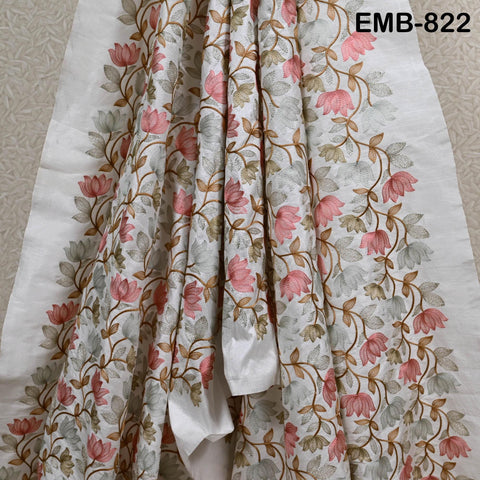 Ivory Embroidered Fabric by the yard Sewing Craft Embroidery Wedding Dresses Dolls Bags Theatrical Costumes Curtains Blouses Waistcoats