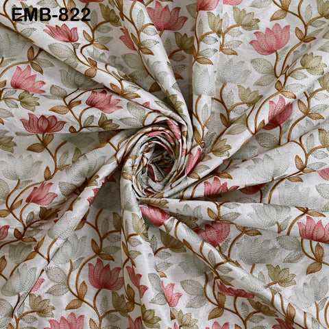 Ivory Embroidered Fabric by the yard Sewing Craft Embroidery Wedding Dresses Dolls Bags Theatrical Costumes Curtains Blouses Waistcoats