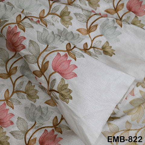 Ivory Embroidered Fabric by the yard Sewing Craft Embroidery Wedding Dresses Dolls Bags Theatrical Costumes Curtains Blouses Waistcoats