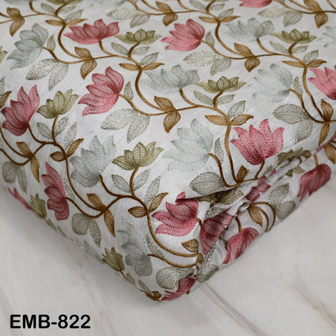 Ivory Embroidered Fabric by the yard Sewing Craft Embroidery Wedding Dresses Dolls Bags Theatrical Costumes Curtains Blouses Waistcoats