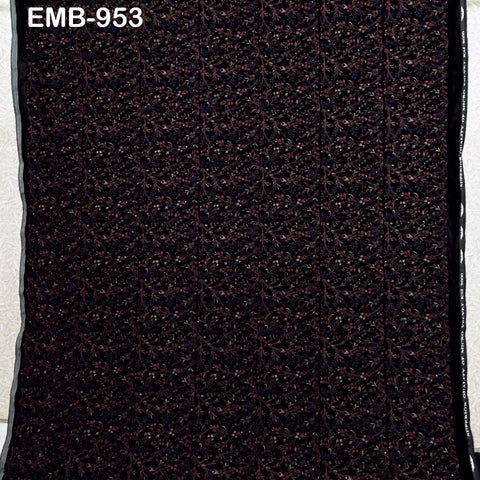 Black Indian Embroidered Velvet Fabric by the yard Sewing DIY Crafting Wedding Dress Costumes Doll Bags Cushion Covers Table Runner Quilting