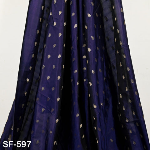 70gsm Pure Mysore Silk Fabric by The Yard Brocade Zari Indian Wedding Dress Bridesmaids Costumes Blouses Pants Dresses Home Decor Navy Blue