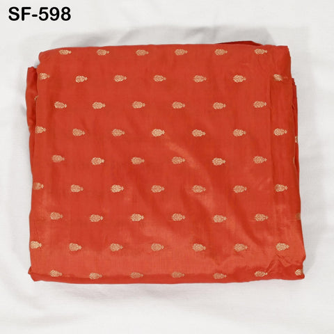 70gsm Pure Mysore Silk Fabric by The Yard Brocade Zari Buttie Indian Wedding Dress Bridesmaids Blouses Pillowcases Home Decor Orange