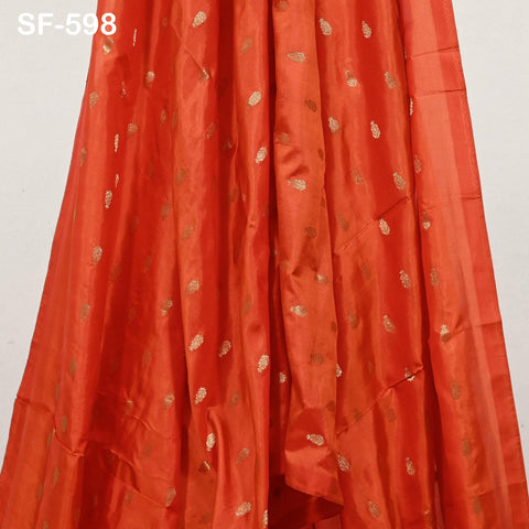 70gsm Pure Mysore Silk Fabric by The Yard Brocade Zari Buttie Indian Wedding Dress Bridesmaids Blouses Pillowcases Home Decor Orange