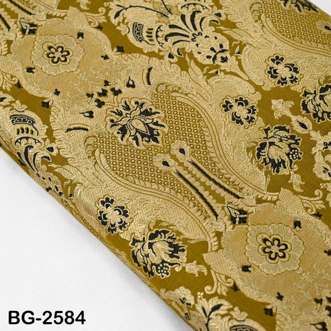 Brownish Green Brocade Fabric by Yard Historic Costume Indian Banarasi Wedding Dress Material Knee Length Coat Sewing Upholstery Drapery