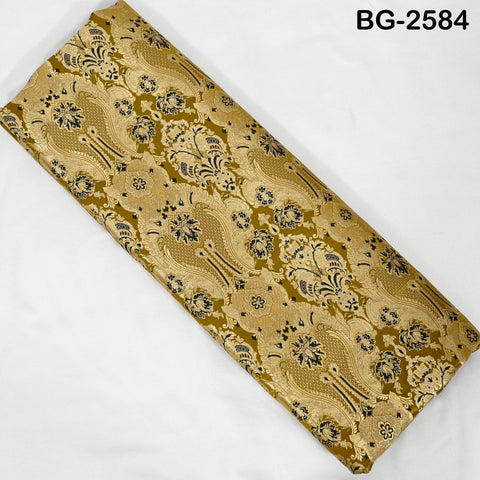 Brownish Green Brocade Fabric by Yard Historic Costume Indian Banarasi Wedding Dress Material Knee Length Coat Sewing Upholstery Drapery