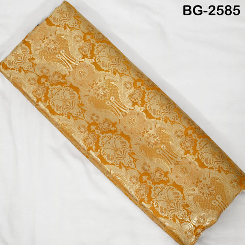 Mustard Yellow Brocade Fabric by Yard Historic Costume Indian Banarasi Wedding Dress Material Knee Length Coat Sewing Upholstery Drapery