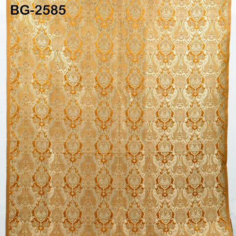 Mustard Yellow Brocade Fabric by Yard Historic Costume Indian Banarasi Wedding Dress Material Knee Length Coat Sewing Upholstery Drapery