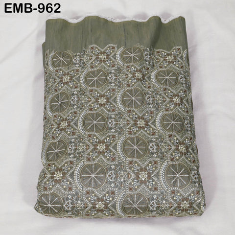 Embroidery Grey Fabric by the yard Sewing Crafting Indian Embroidered Wedding Dress Costumes Dolls Bags Cushion Covers Home Decor Blouses