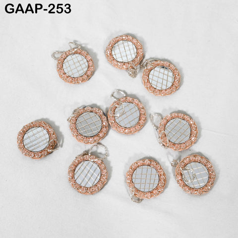 Set of 10 Hand-Beaded Mirror Hangings | Indian Mini Shisha Charms | Boho Wall/Toran | Craft Supply for Garlands, Curtains & Festive Decor