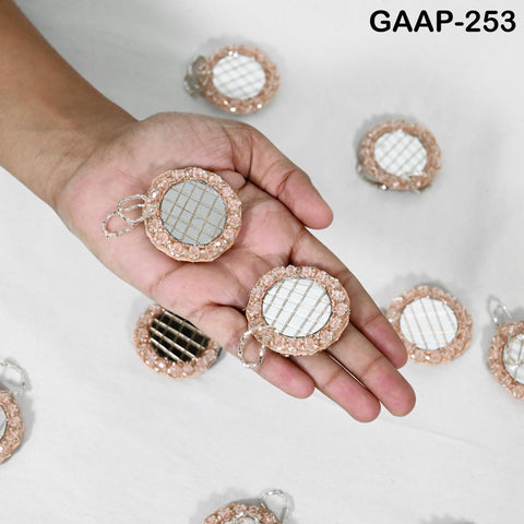 Set of 10 Hand-Beaded Mirror Hangings | Indian Mini Shisha Charms | Boho Wall/Toran | Craft Supply for Garlands, Curtains & Festive Decor