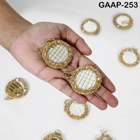 Set of 10 Hand-Beaded Mirror Hangings | Indian Mini Shisha Charms | Boho Wall/Toran | Craft Supply for Garlands, Curtains & Festive Decor