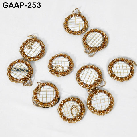 Set of 10 Hand-Beaded Mirror Hangings | Indian Mini Shisha Charms | Boho Wall/Toran | Craft Supply for Garlands, Curtains & Festive Decor