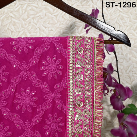 Magenta Georgette Dupatta Women Bridal Wedding lehenga Heavy Chunni Veil Sequin Scarf Indian Fabric Dress Woman Costumes Gift Her Bridesmaid