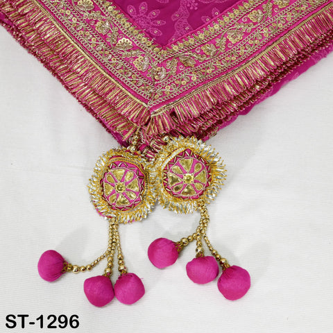 Magenta Georgette Dupatta Women Bridal Wedding lehenga Heavy Chunni Veil Sequin Scarf Indian Fabric Dress Woman Costumes Gift Her Bridesmaid