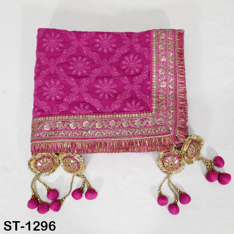 Magenta Georgette Dupatta Women Bridal Wedding lehenga Heavy Chunni Veil Sequin Scarf Indian Fabric Dress Woman Costumes Gift Her Bridesmaid