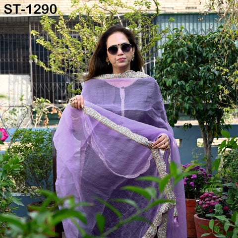 Dupatta Hand Embroidery Silk Organza Dupatta Light Weight Indian Bridal Wedding Lehenga Women Chunni Veil Scarf Crafting Dress Gift for Her