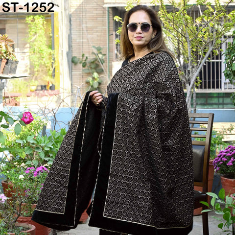 Black Velvet Embroidered Shawl Dupatta for Bridal Wear, Wedding Stole, Groom Sherwani Heavy Geometric Embroidery Scarf, Festive Wrap