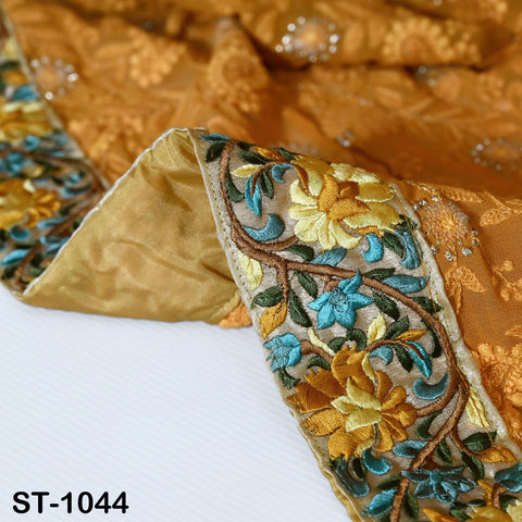 Mustard Yellow Designer Dupatta Chikankari Georgette Chunni, Indian Bridal Veil Lehenga Wedding Wrap Stole Haldi, Gift for Mother