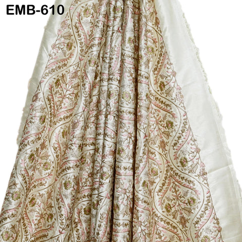 Embroidered Fabric by the yard Sewing DIY Crafting Indian Embroidery Wedding Dress Costumes Dolls Bags Cushion Covers Table Runners Blouses