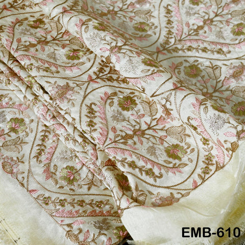 Embroidered Fabric by the yard Sewing DIY Crafting Indian Embroidery Wedding Dress Costumes Dolls Bags Cushion Covers Table Runners Blouses