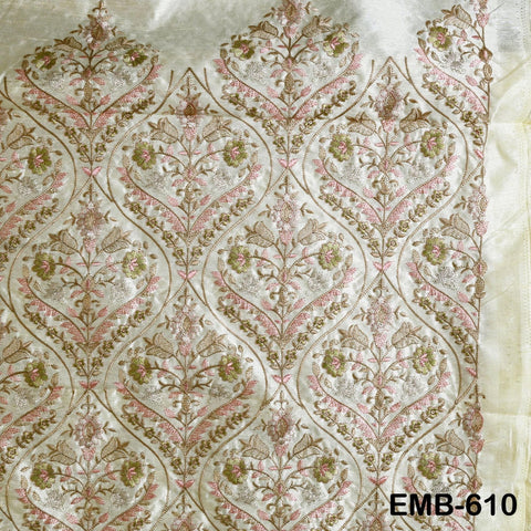 Embroidered Fabric by the yard Sewing DIY Crafting Indian Embroidery Wedding Dress Costumes Dolls Bags Cushion Covers Table Runners Blouses