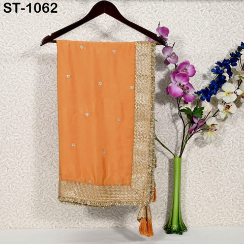 Orange Designer Dupatta Chiffon, Handmade Gota Patti Bridal Mehendi Heavy Chunni, Women Sequin Scarf, Match with Indian Dresses Festive Gift