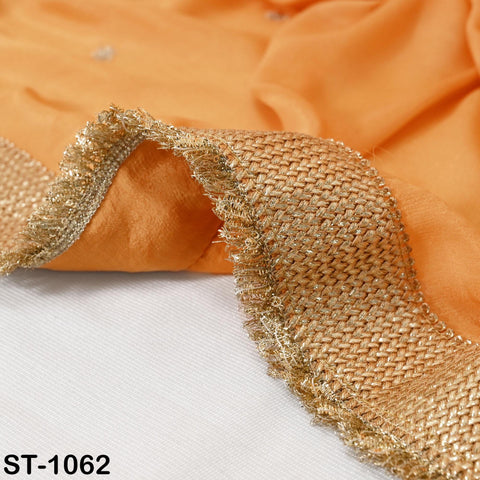 Orange Designer Dupatta Chiffon, Handmade Gota Patti Bridal Mehendi Heavy Chunni, Women Sequin Scarf, Match with Indian Dresses Festive Gift