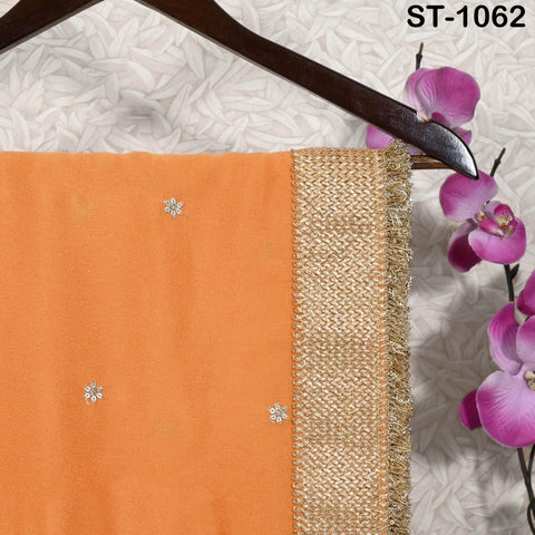 Orange Designer Dupatta Chiffon, Handmade Gota Patti Bridal Mehendi Heavy Chunni, Women Sequin Scarf, Match with Indian Dresses Festive Gift