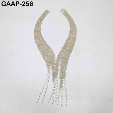 Handcrafted Beaded Collar Applique: Indian Embroidered Neckline Patch