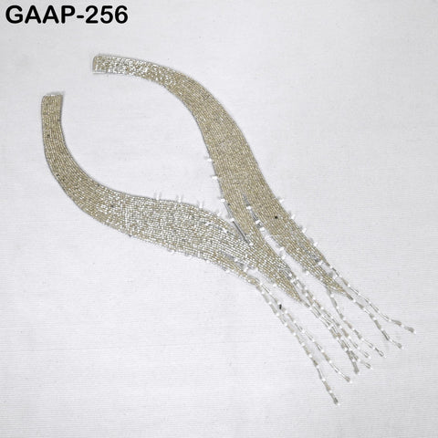 Handcrafted Beaded Collar Applique: Indian Embroidered Neckline Patch