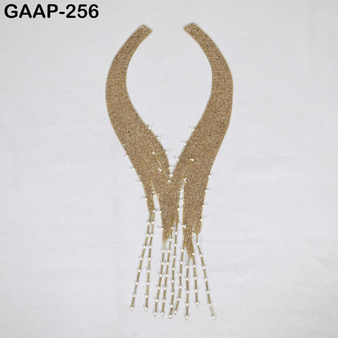 Handcrafted Beaded Collar Applique: Indian Embroidered Neckline Patch