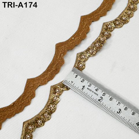3 Yard Gold Zardozi Trim (2 cm) : Indian Wedding Dress Ribbon, Dupatta Sari Border
