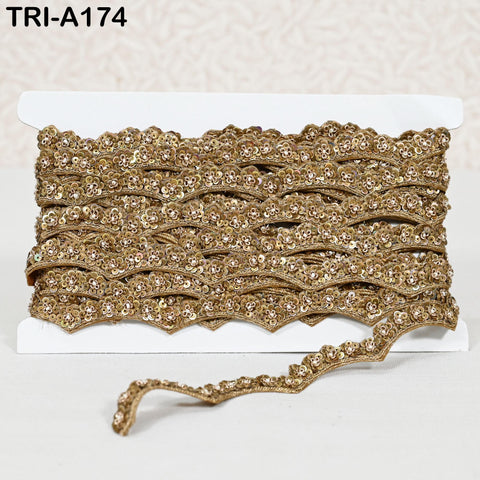 Gold Zardozi Trim: Indian Wedding Dress Ribbon, Sari Border - 9 Yard (2 cm)