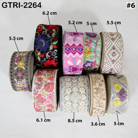 9-yard rolls Assorted Bundle of Trim Scrap Indian Embroidered Saree Ribbon Sari Border Embellishments Trimmings Assorted Colors Design