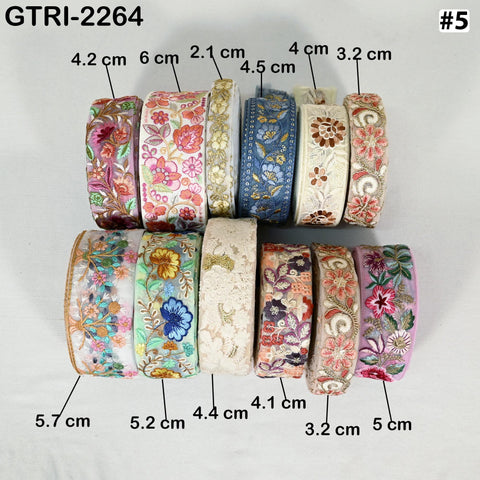 9-yard rolls Assorted Bundle of Trim Scrap Indian Embroidered Saree Ribbon Sari Border Embellishments Trimmings Assorted Colors Design