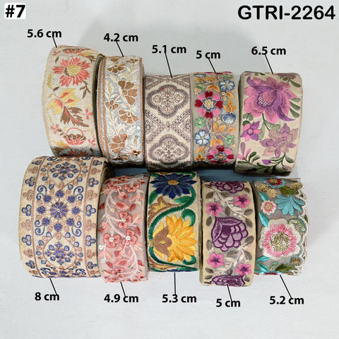 9-yard rolls Assorted Bundle of Trim Scrap Indian Embroidered Saree Ribbon Sari Border Embellishments Trimmings Assorted Colors Design