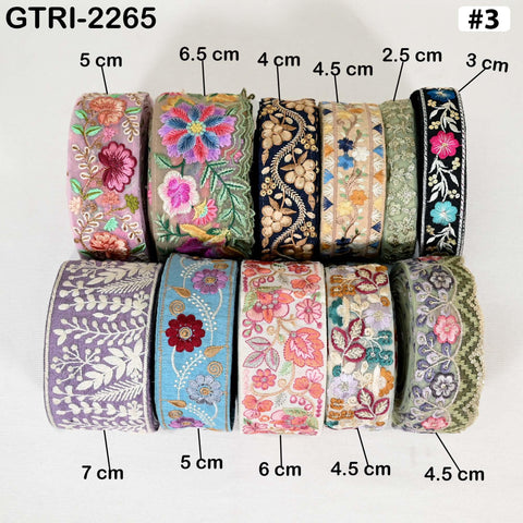 9-yard rolls Assorted Bundle of Trim Scrap Indian Embroidered Saree Ribbon Sari Border Embellishments Trimmings Assorted Colors Design