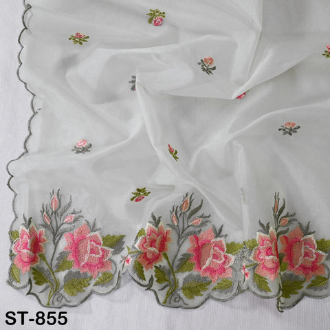 Green Organza Dupatta Embroidery Bridal Veil Indian Chunni Head Scarf Crafting Sewing Wedding Dress Lehenga Costume Doll Making Gift for Her