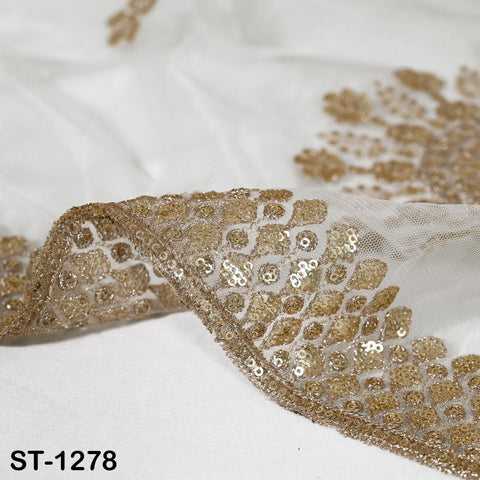 Gold Embroidered Dyeable Dupatta Net Sequin, Light Weight Stole, Indian Bride Wedding Lehenga Veil, Women Haldi Dress Chunni Scarf, Gift Her